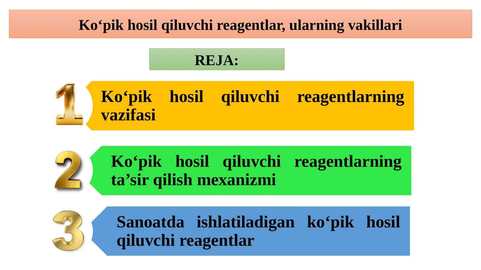 Ko‘pik hosil qiluvchi reagentlar, ularning vakillari 1