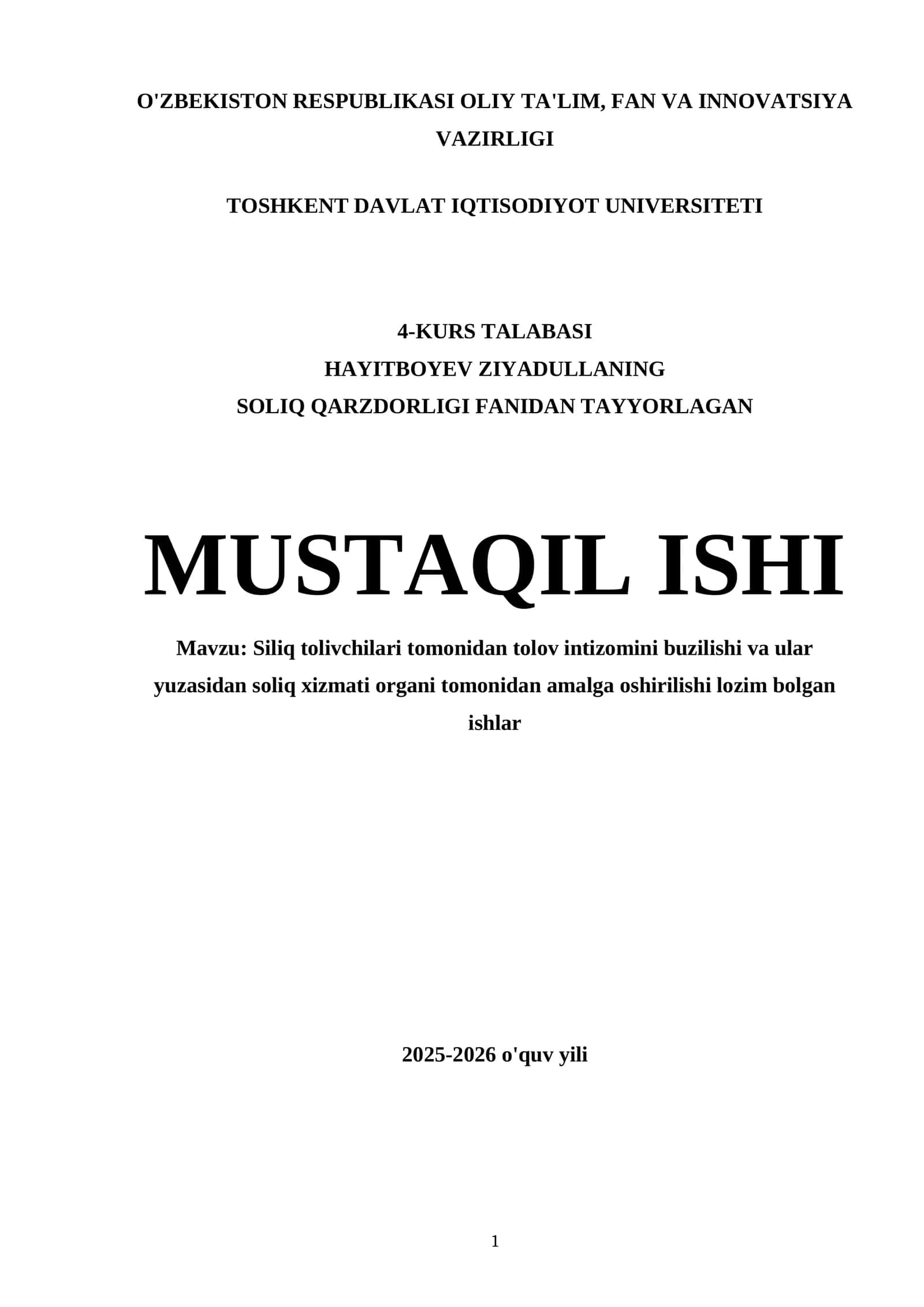 Siliq tolivchilari tomonidan tolov intizomini buzilishi va ular yuzasidan soliq xizmati organi tomonidan amalga oshirilishi lozim bolgan ishlar 1