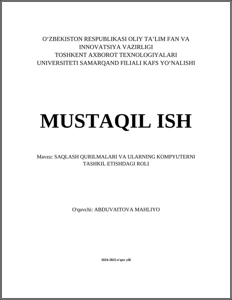 Ma'lumotlar arxivlash qurilmalari 1