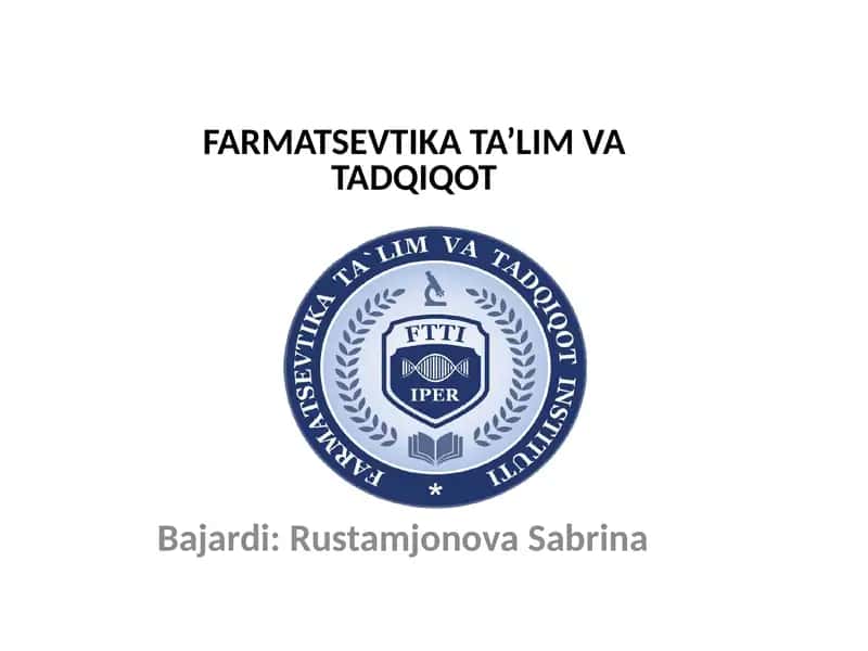 Farmatsevtika Ta'lim va Tadqiqot 1