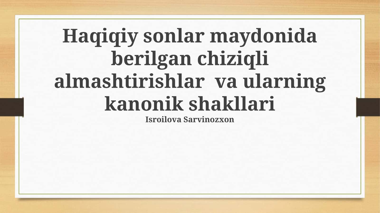 Chiziqli almashtirishlar va ularning xossalari 1