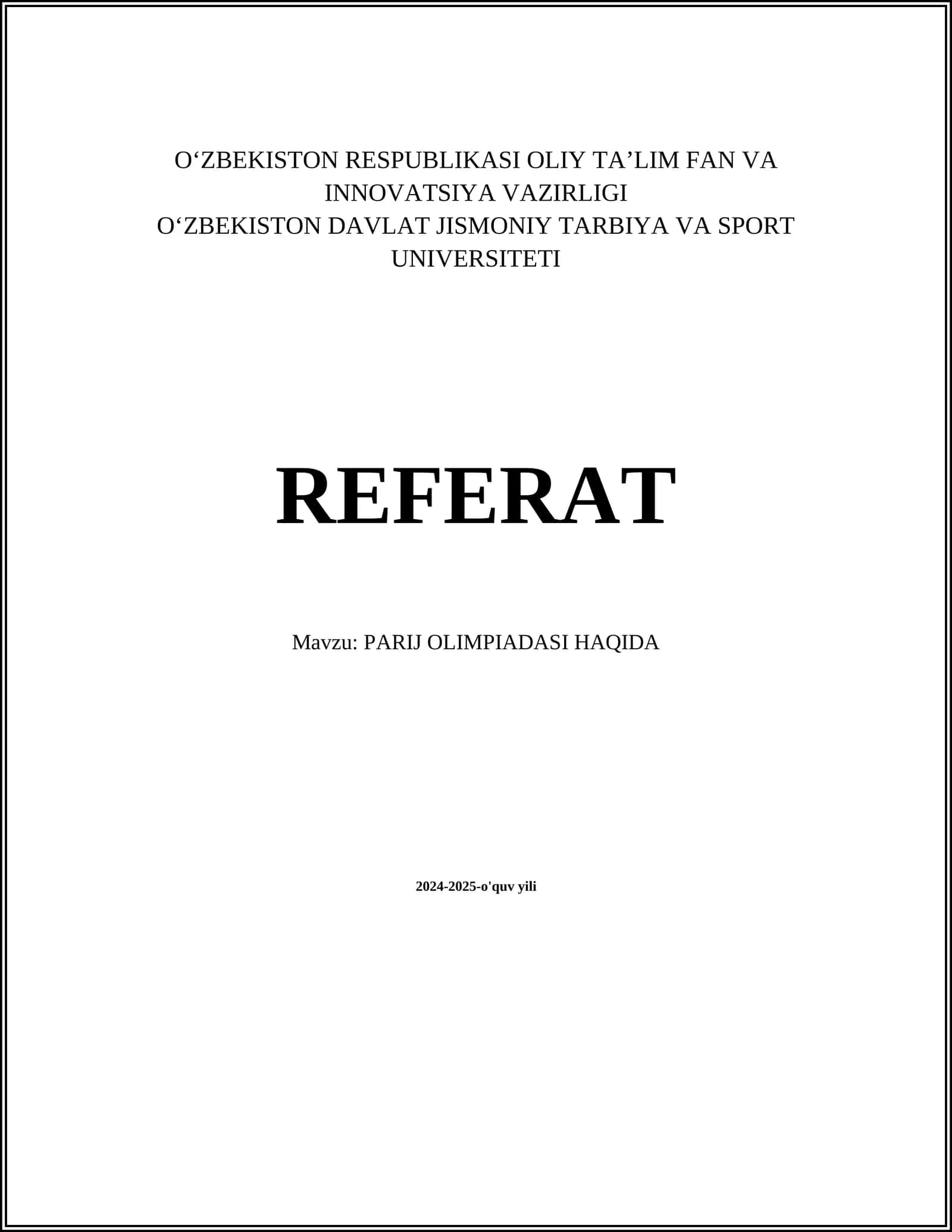 PARIJ OLIMPIADASI HAQIDA 1