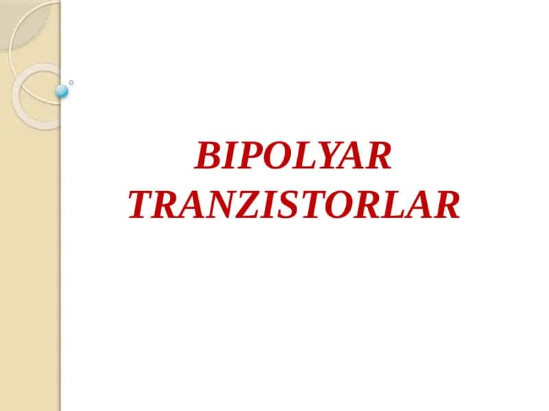 Bipolyar Tranzistorlar 1