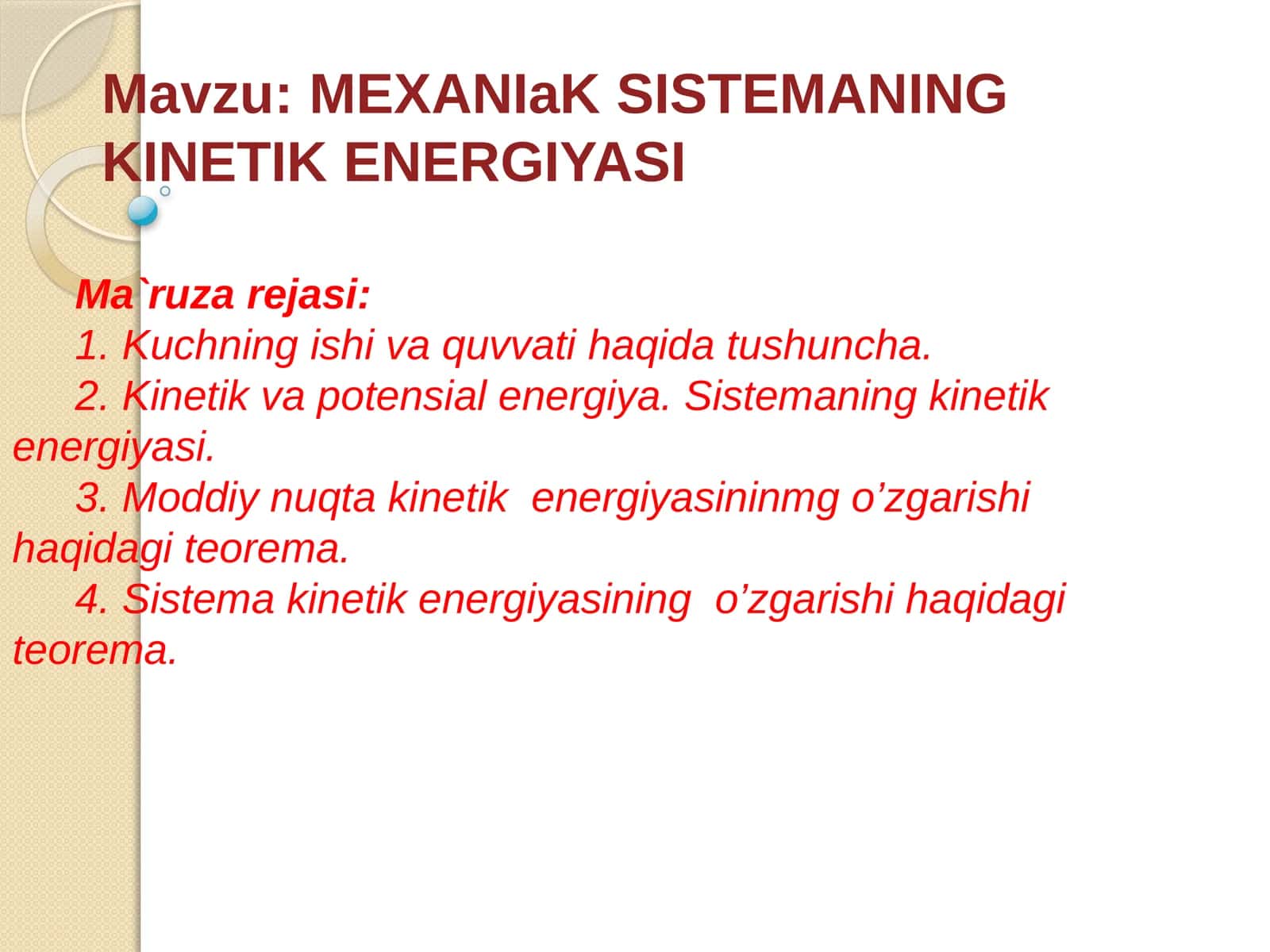 MEXANIaKSISTEMANING KINETIKENERGIYASI 1