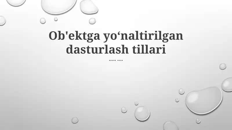 Ob'ektga yoʻnaltirilgan dasturlash tillari 1