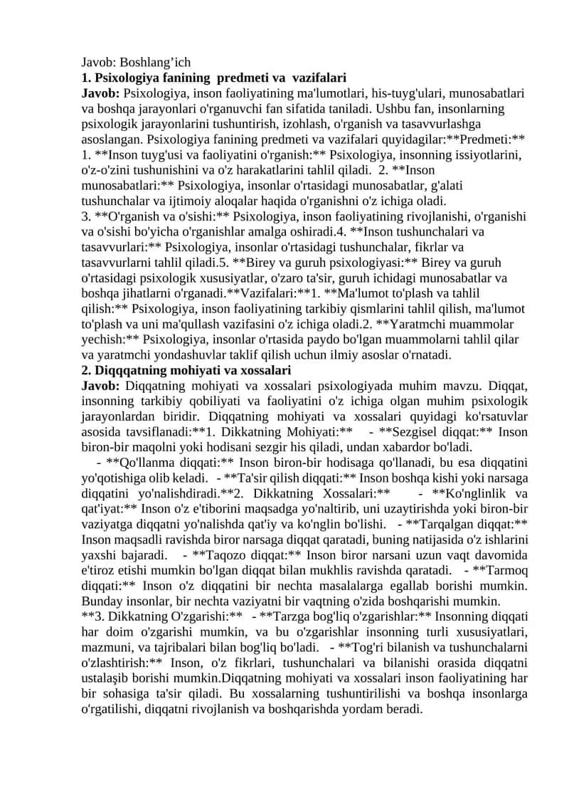 Psixologiya fanining predmeti va vazifalari 1