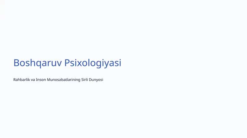 Boshqaruv Psixologiyasi 1