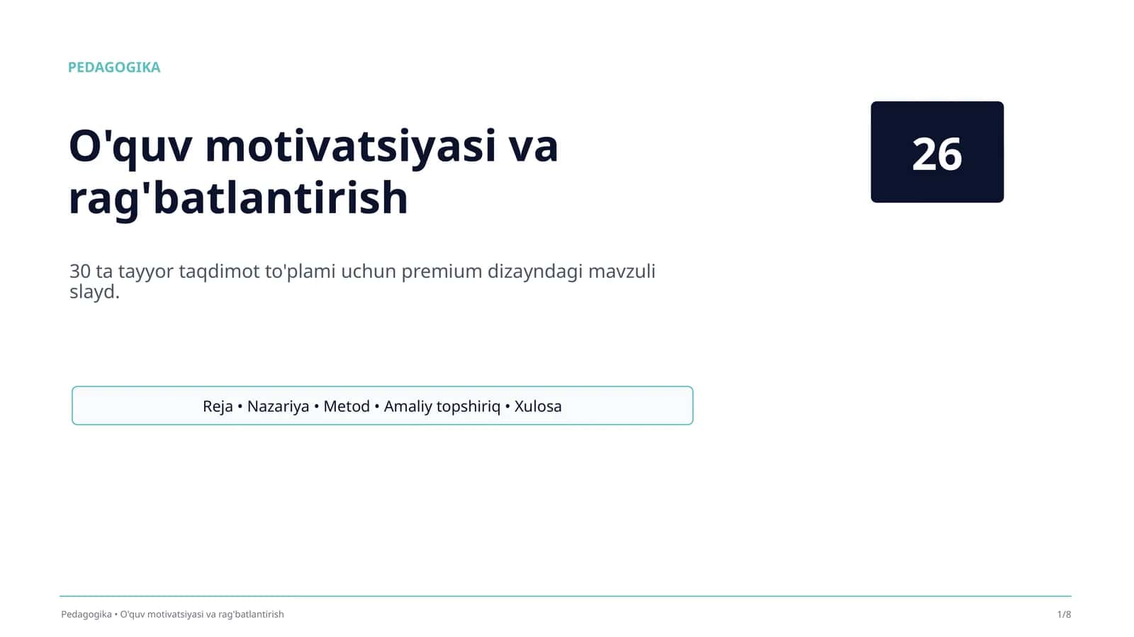 O'quv motivatsiyasi va rag'batlantirish 1