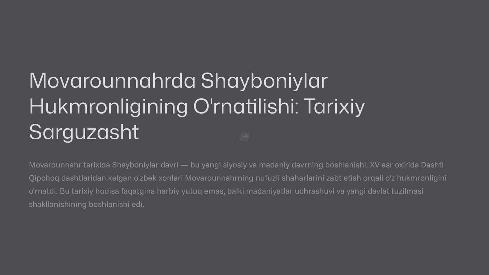 Movarounnahrda Shayboniylar Hukmronligining O'rnatilishi: Tarixiy Sarguzasht 1
