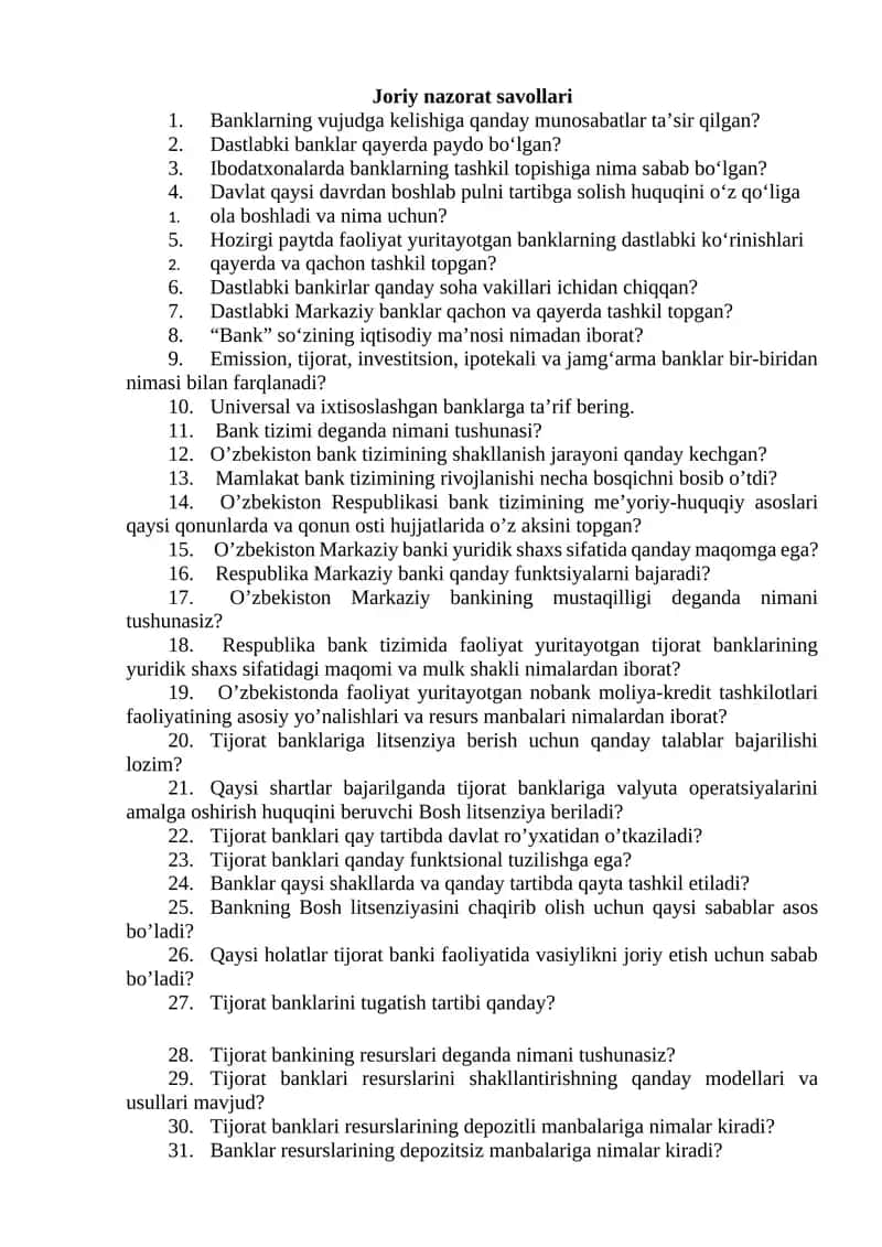 Joriy nazorat savollari 1