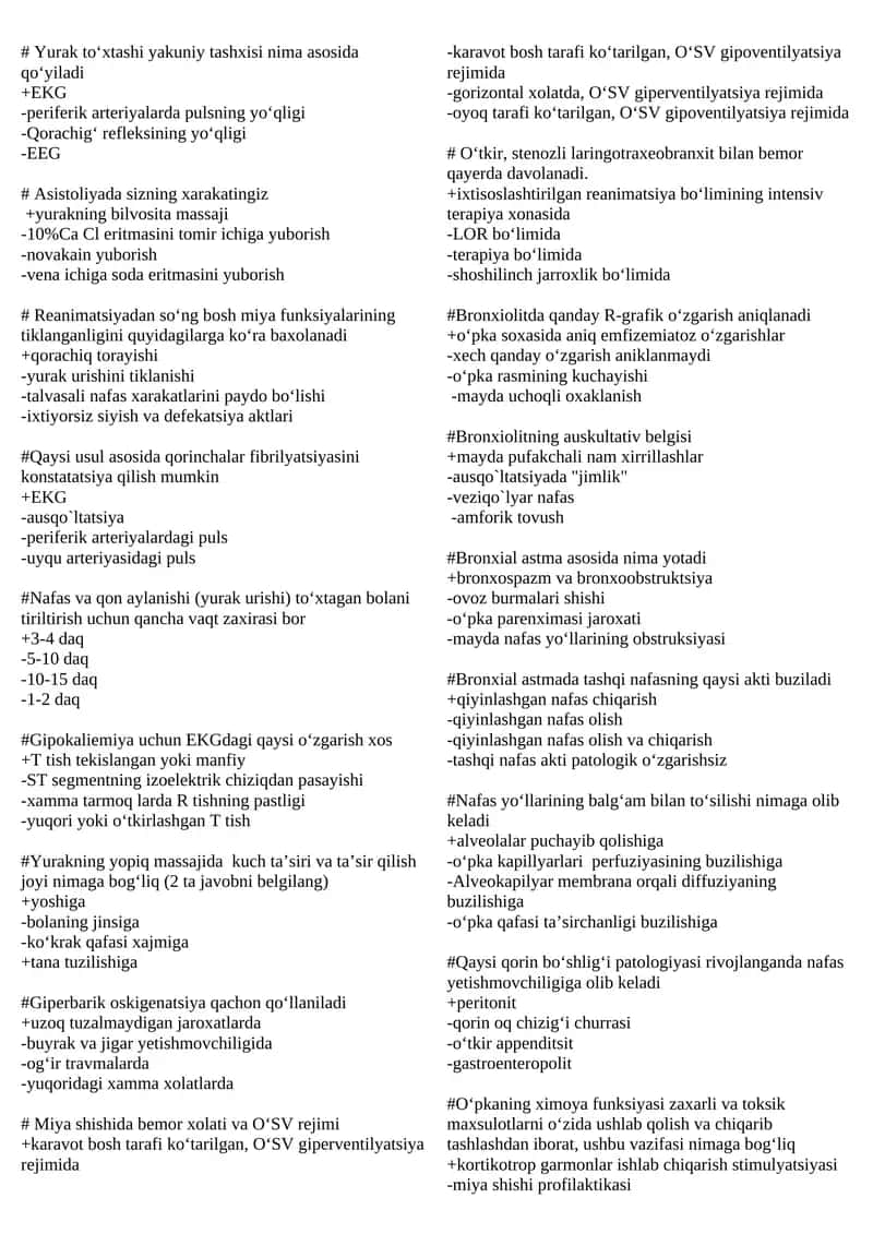 Yurak to‘xtashi yakuniy tashxisi nima asosida qo‘yiladi 1