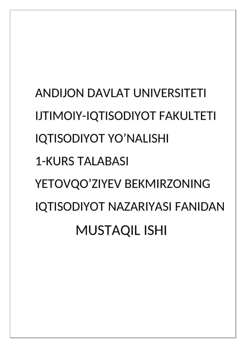 Ishsizlik va uning sabablari 1