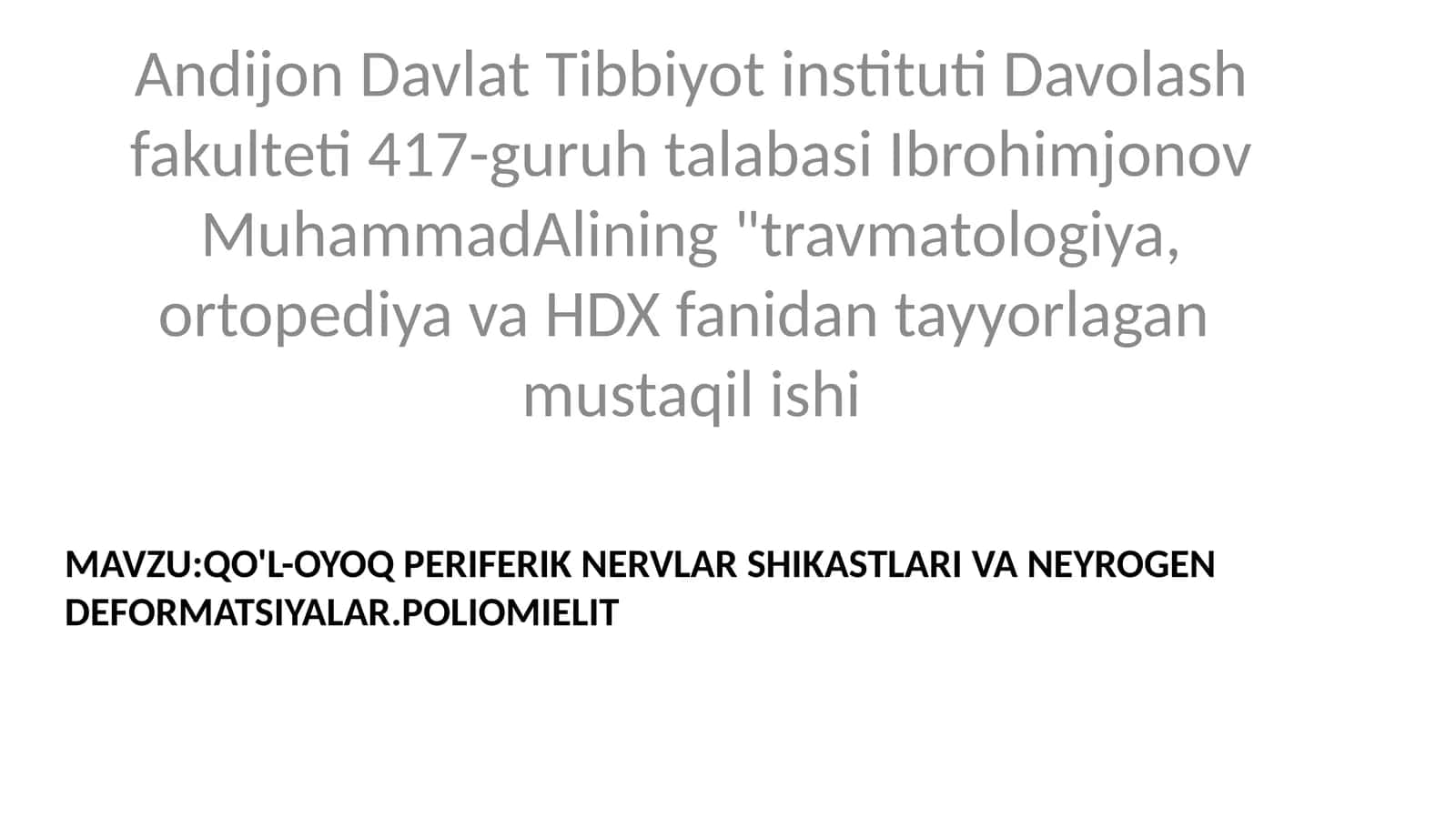 Qo'l-oyoq periferik nervlar shikastlari va neyroqend deformatsiyalar 1