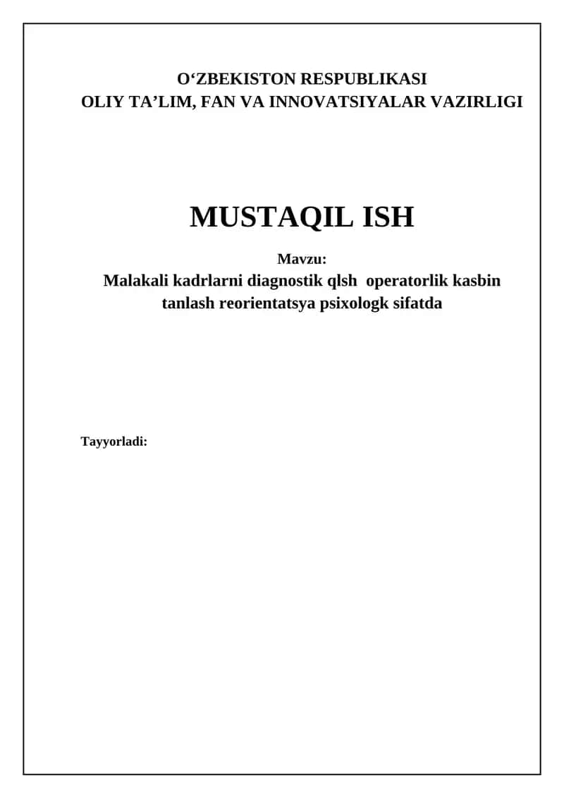 Operatorlik kasbini tanlash 1