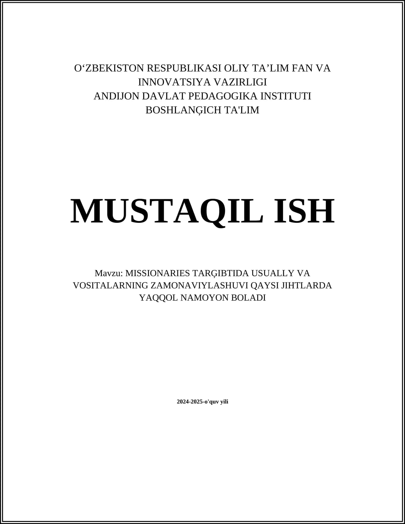 Missionarlik faoliyatining zamonaviy metodlari 1
