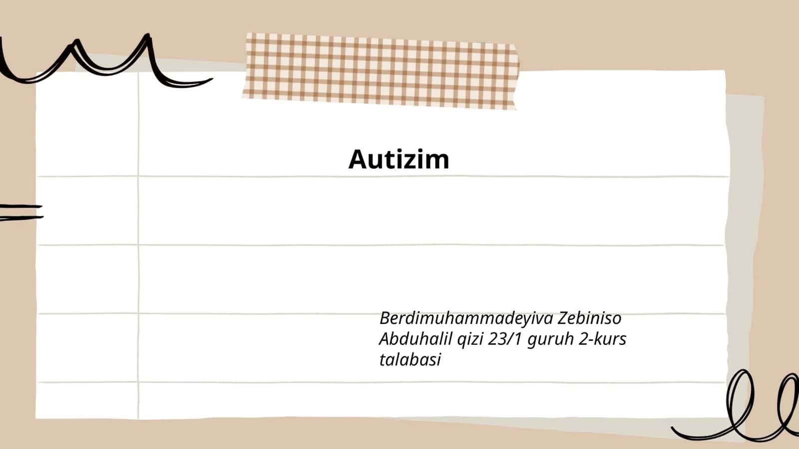 Autizm spektrining buzilishi 1