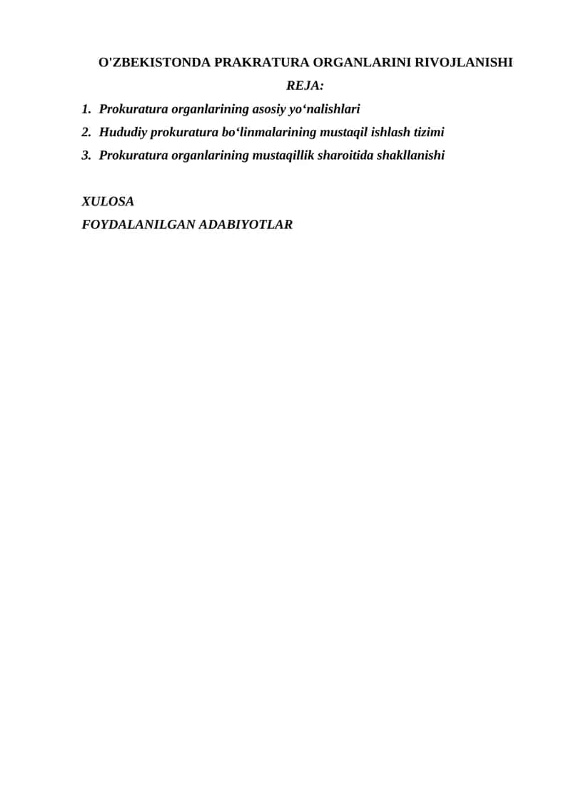 O'ZBEKISTONDA PRAKRATURA ORGANLARINI RIVOJLANISHI 1