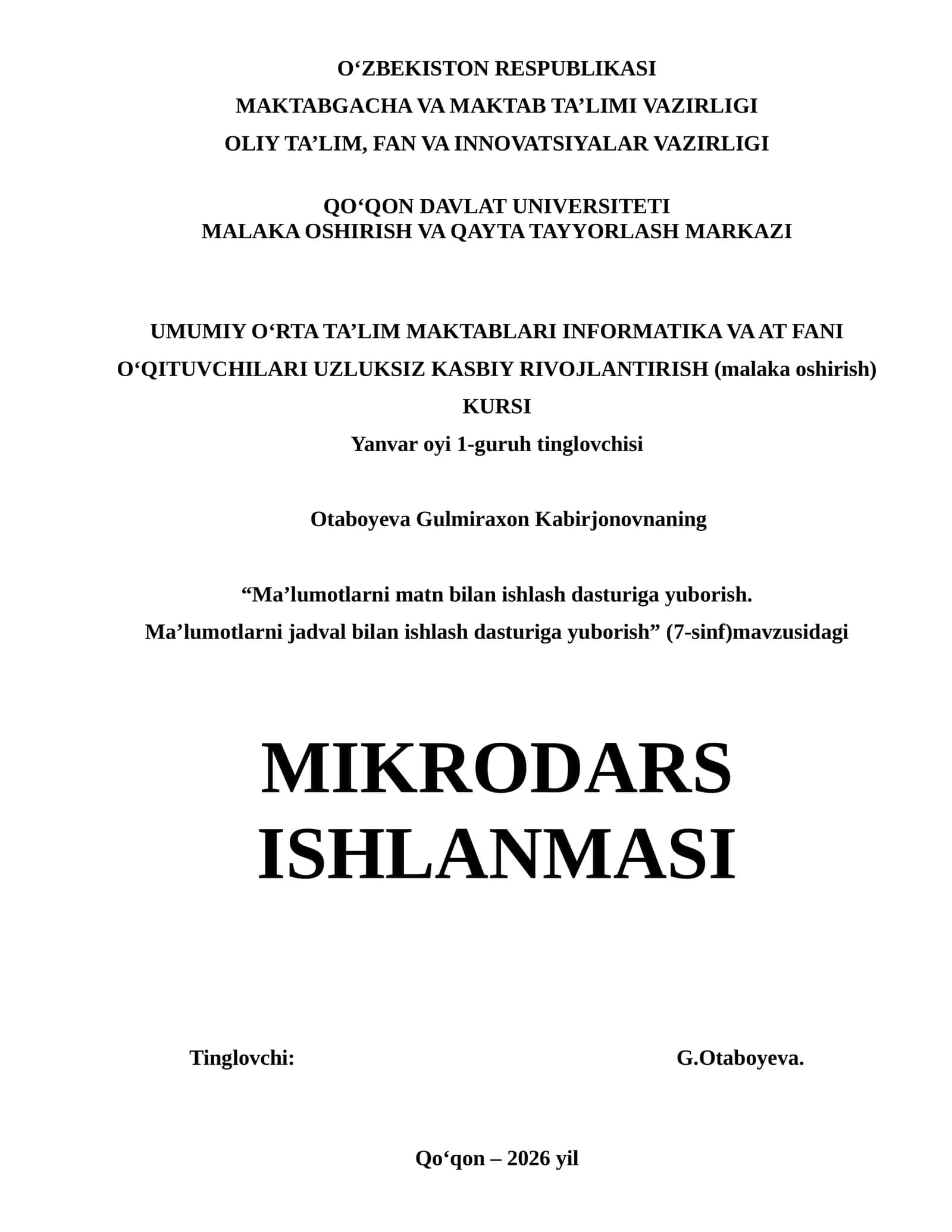 MIKRODARS ISHLANMASI 1