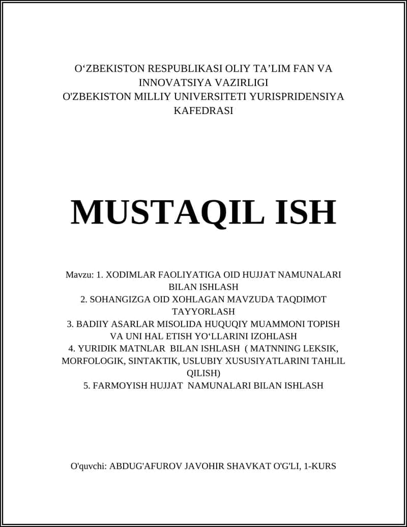 Xodimlarning mehnat shartnomasi va qo‘shimcha kelishuvlari bilan ishlash 1