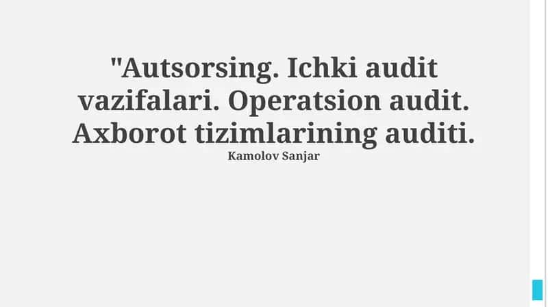 Operatsion audit va Ichki Audit Vazifalari 1