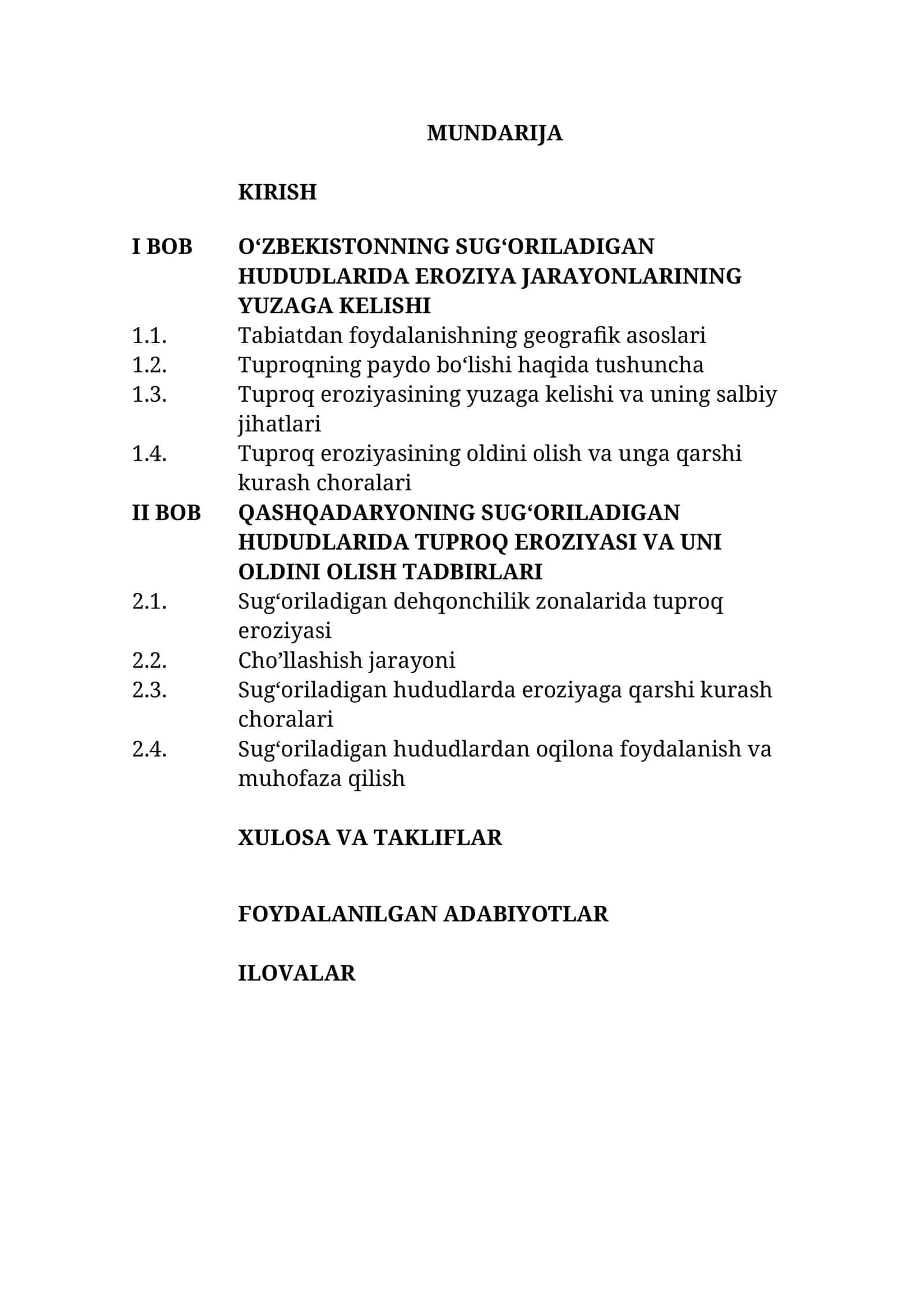 О‘ZBEKISTONNING SUG‘ORILADIGAN HUDUDLARIDA EROZIYA JARAYONLARINING YUZAGA KELISHI 1