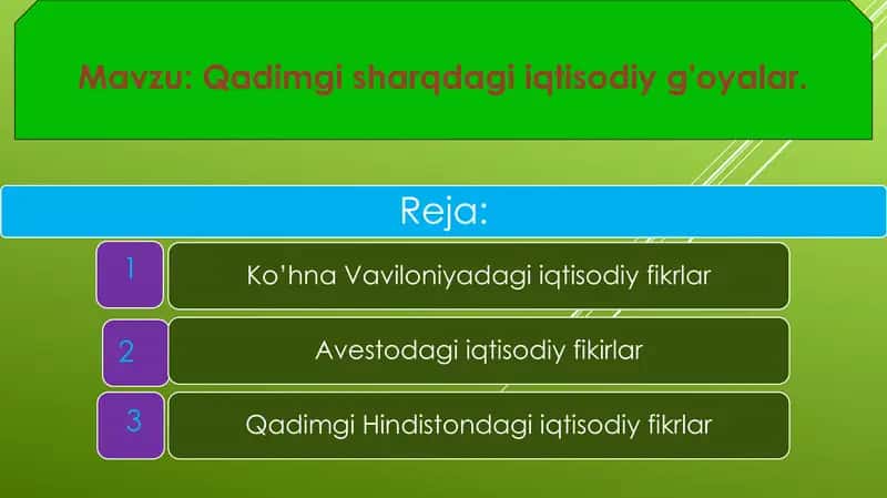 Qadimgi sharqdagi iqtisodiy g'oyalar 1