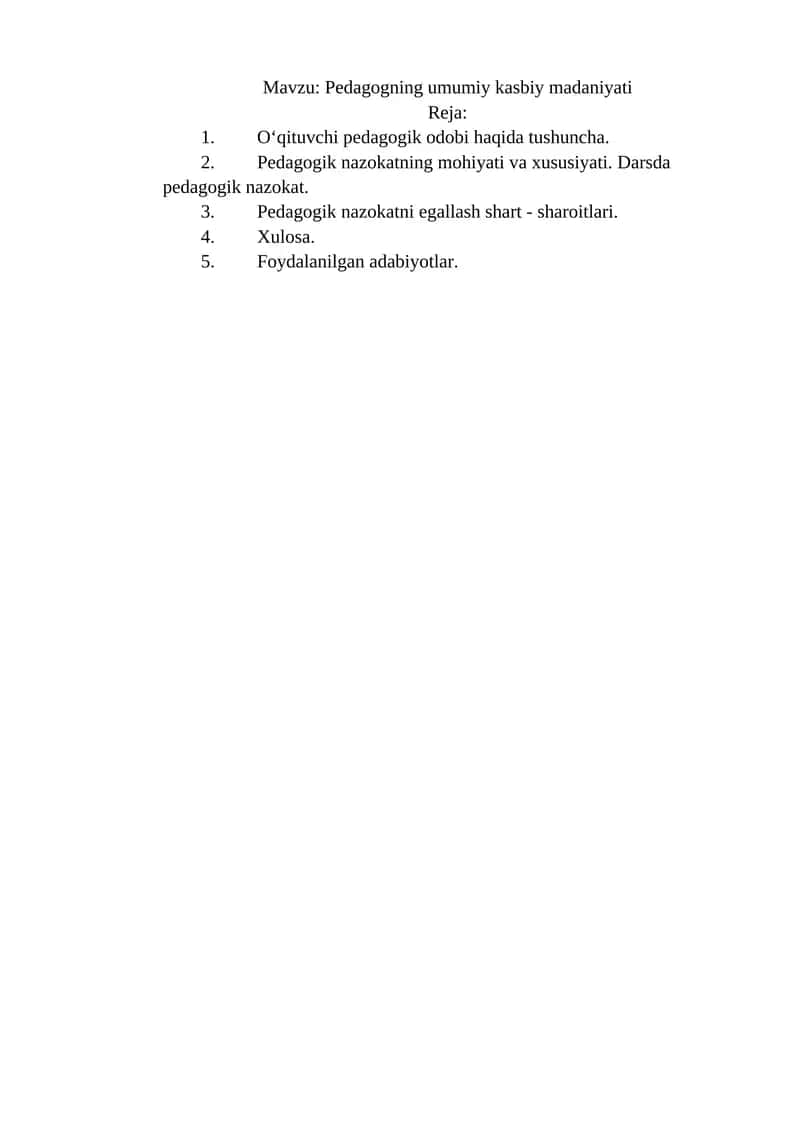 Pedagogning umumiy kasbiy madaniyati 1