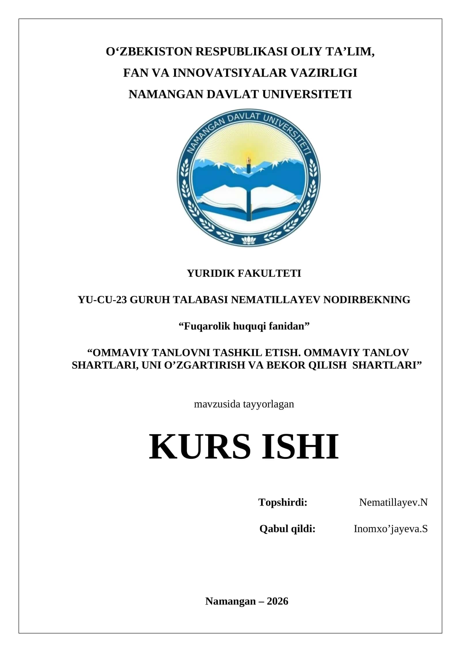 KURS ISHI 1