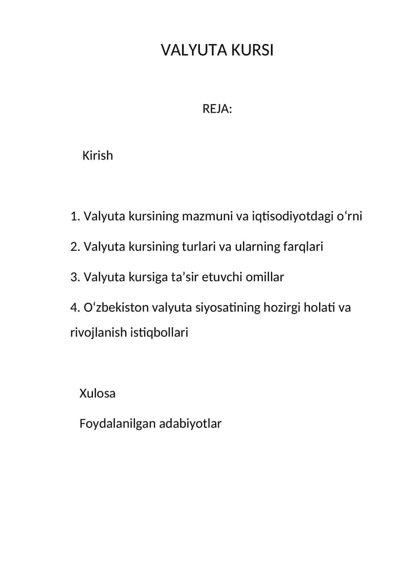 VALYUTA KURSI 1