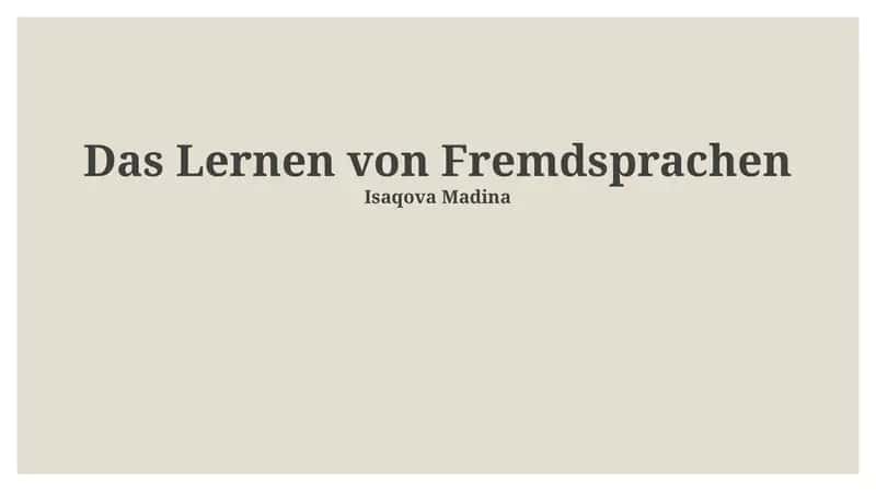 Das Lernen von Fremdsprachen 1