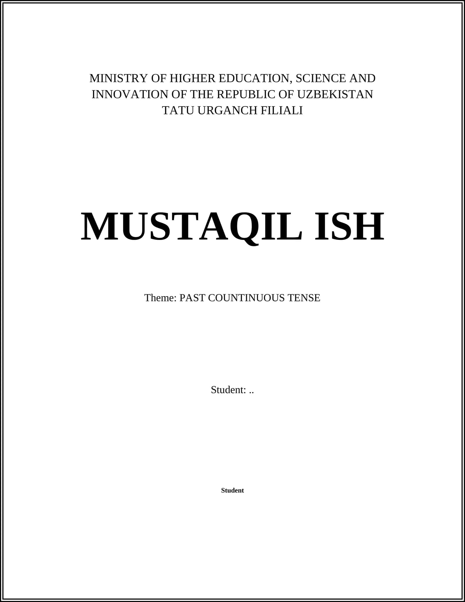 PAST COUNTINUOUS TENSE 1