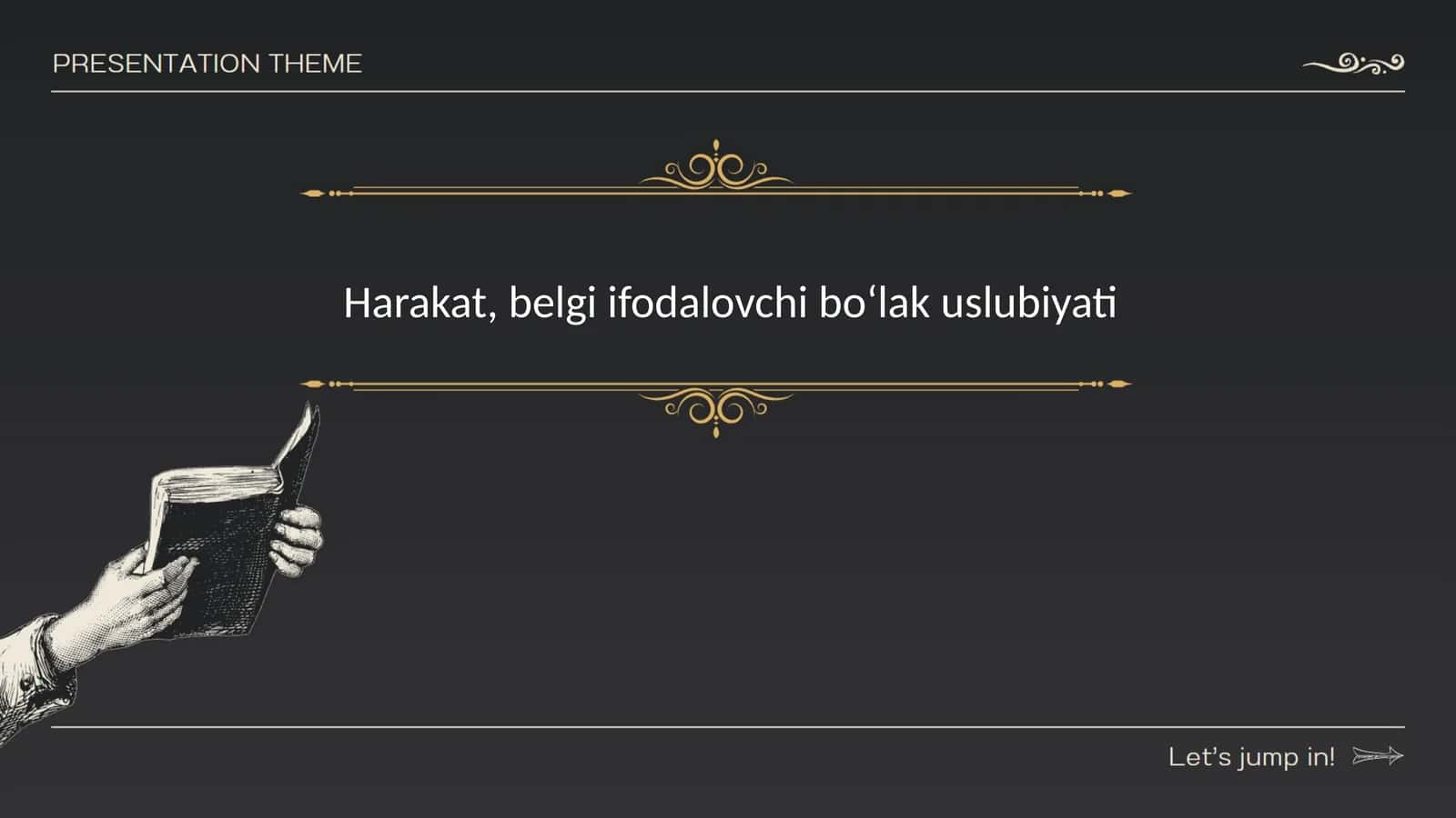 Harakat, belgi ifodalovchi boʻlak uslubiyati 1