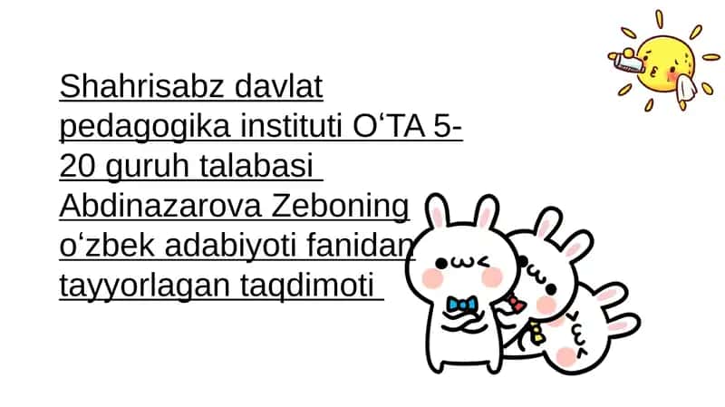 Mirzo Kenjabek sheʼrlarini tahlili 1