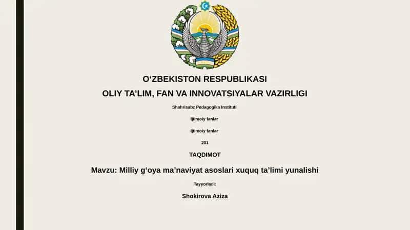 Milliy gʻoya maʼnaviyat asoslari xuquq taʼlimi yunalishi 1