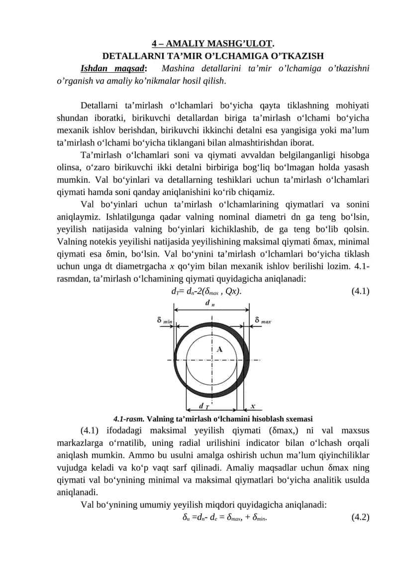 DETALLARNI TA’MIR O’LCHAMIGA O’TKAZISH 1