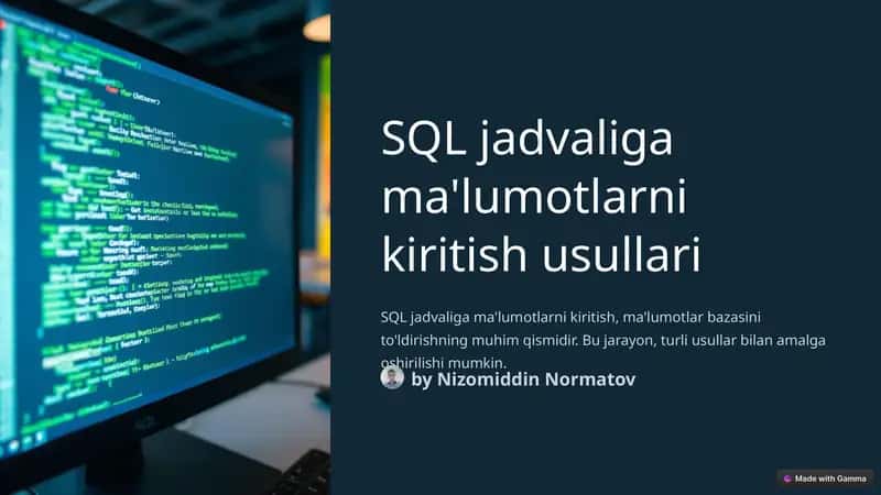 SQL jadvaliga ma'lumotlarni kiritish usullari 1