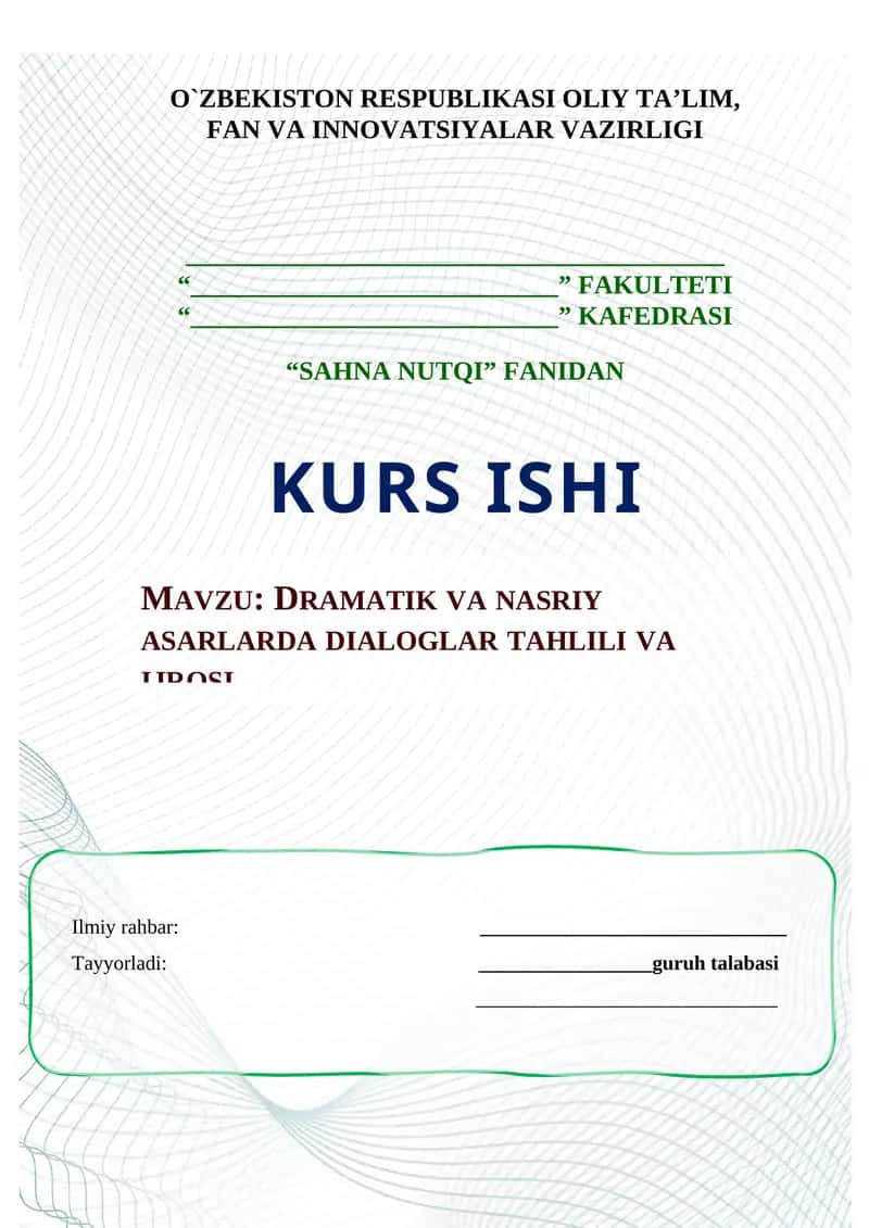 DRAMATIK VA NASRIY ASARLARDA DIALOGLAR TAHLILI VA IJROSI 1