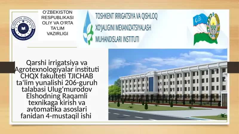 Ulg'murodov Elshodning Raqamli Texnika va Avtomatika Asoslari Fanidan 4-Mustaqilishi 1
