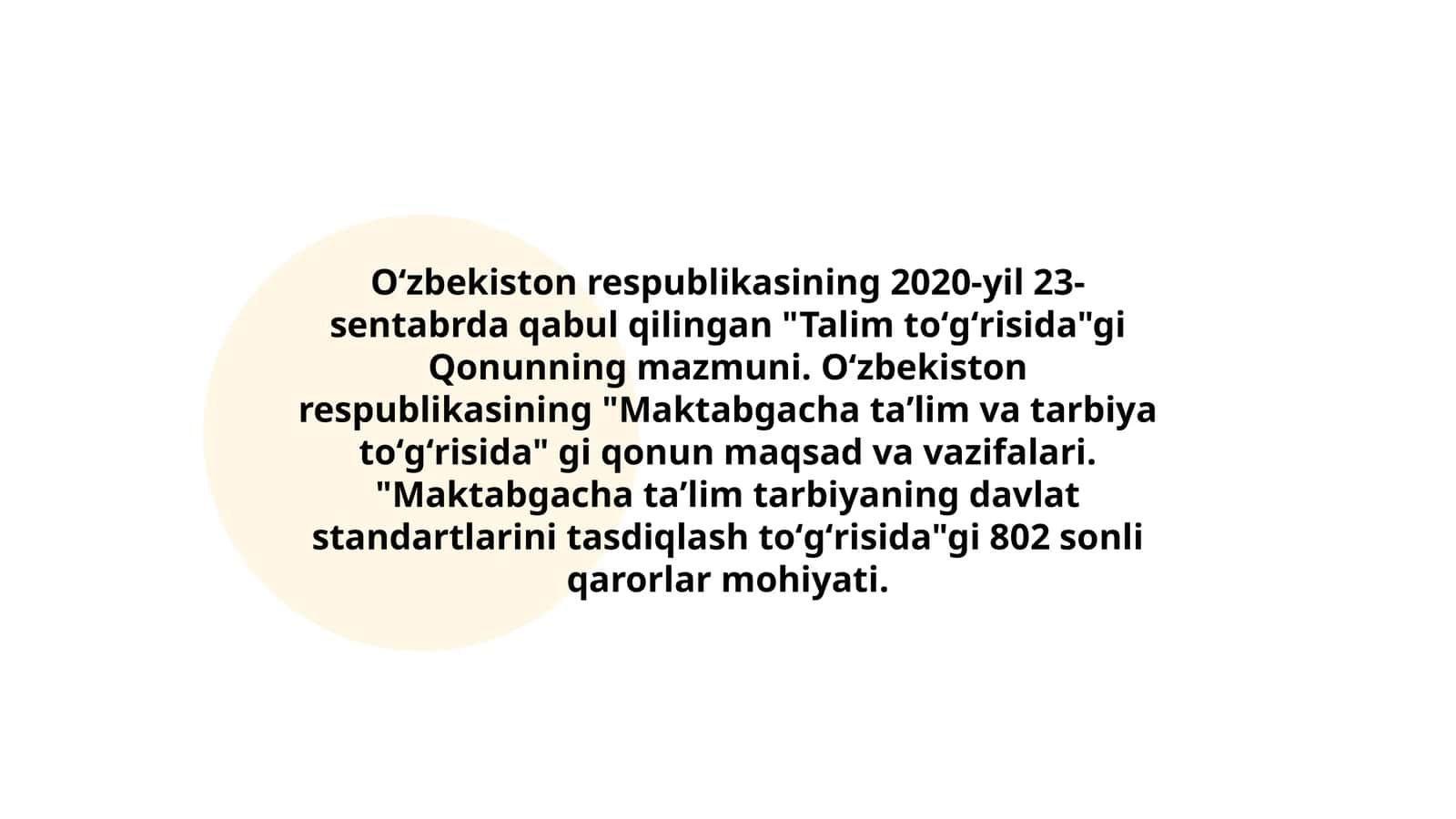 "Ta'lim to'g'risida"gi Qonunning mazmuni 1