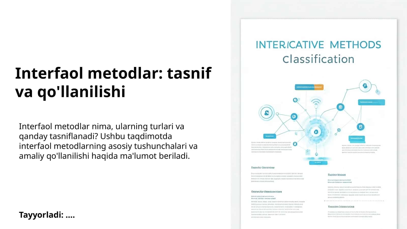 Interfaol metodlar: tasnif va qo'llanilishi 1