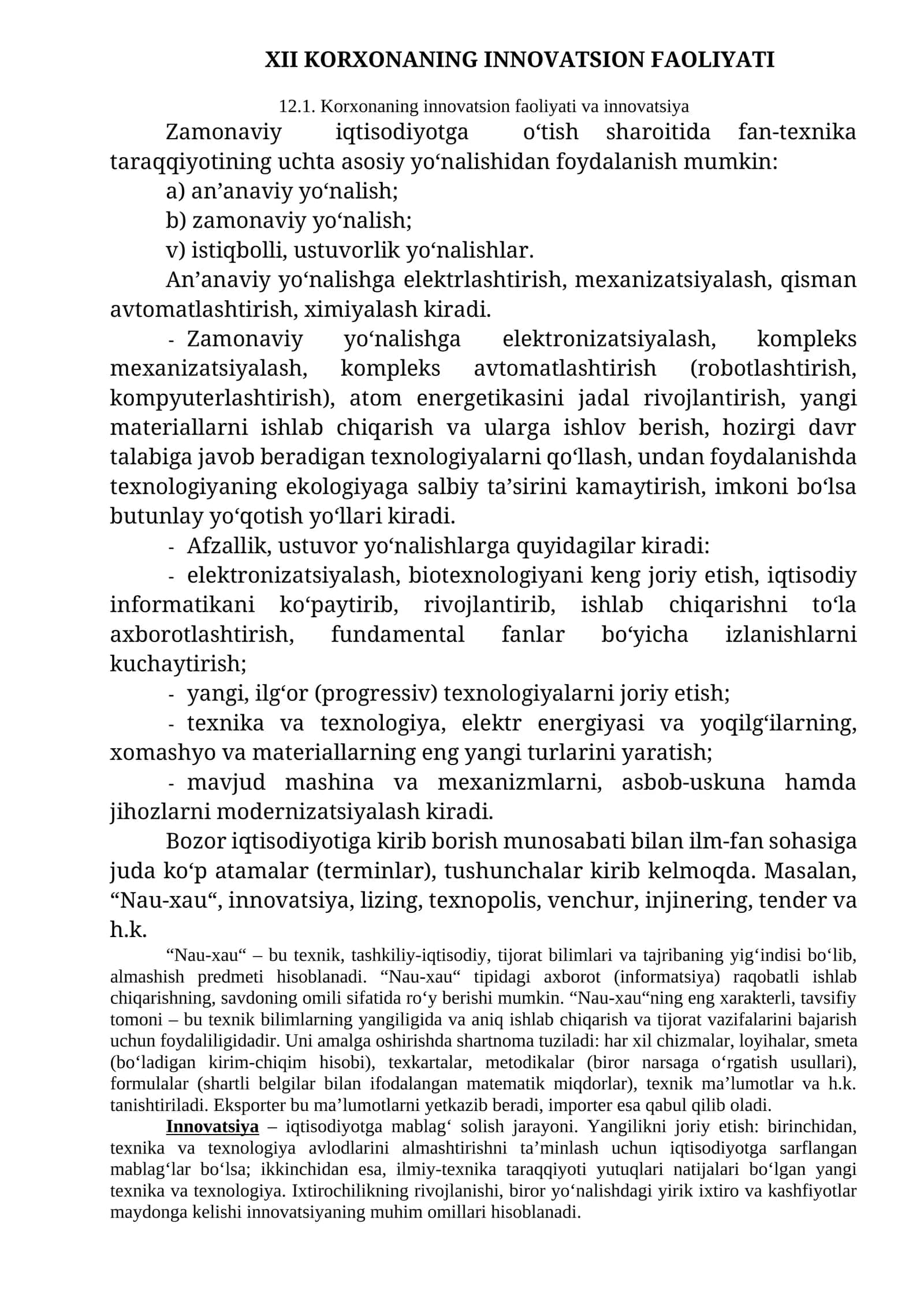 XII KORXONANING INNOVATSION FAOLIYATI 1
