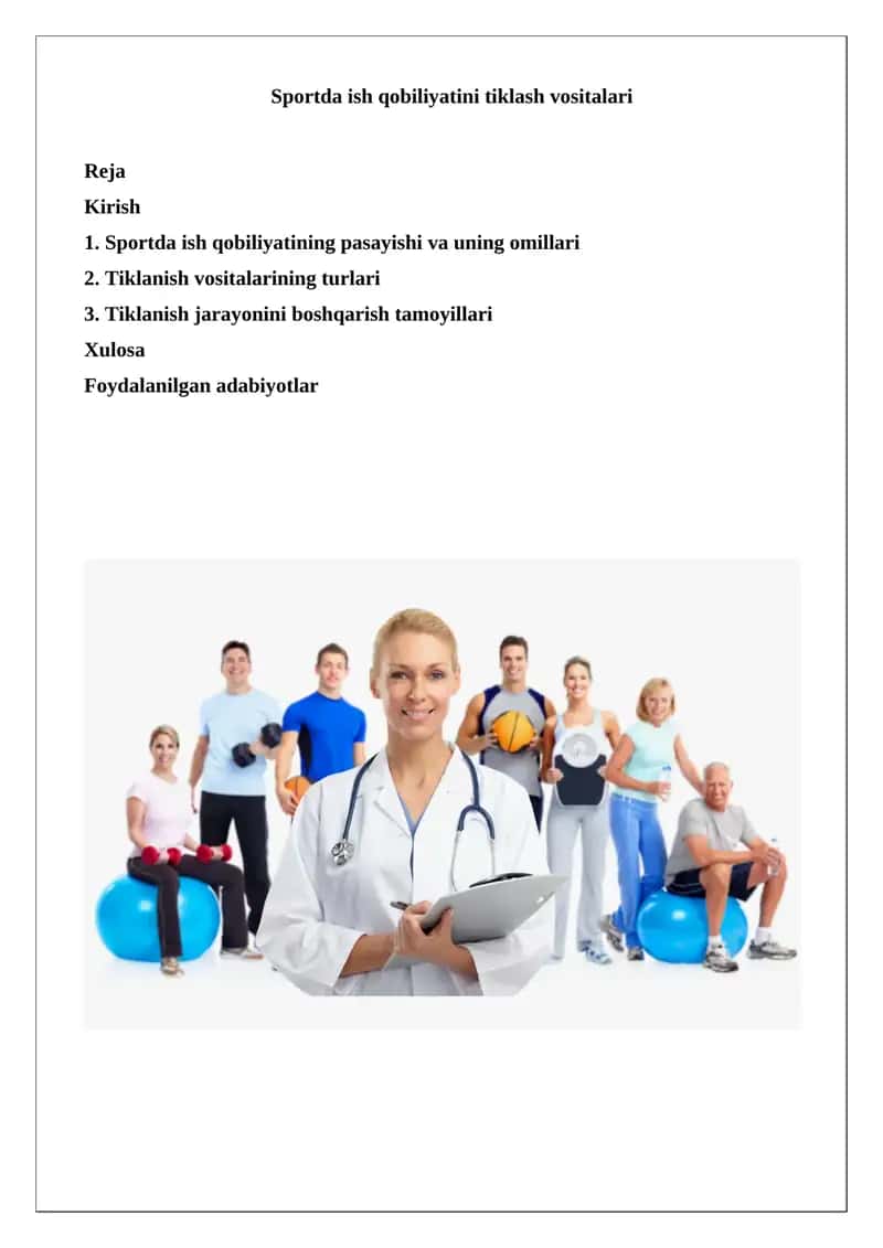 Sportda ish qobiliyatini tiklash vositalari 1