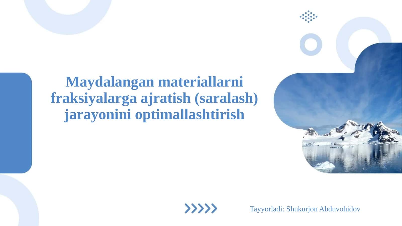 Maydalangan materiallarni fraksiyalarga ajratish (saralash) jarayonini optimallashtirish 1