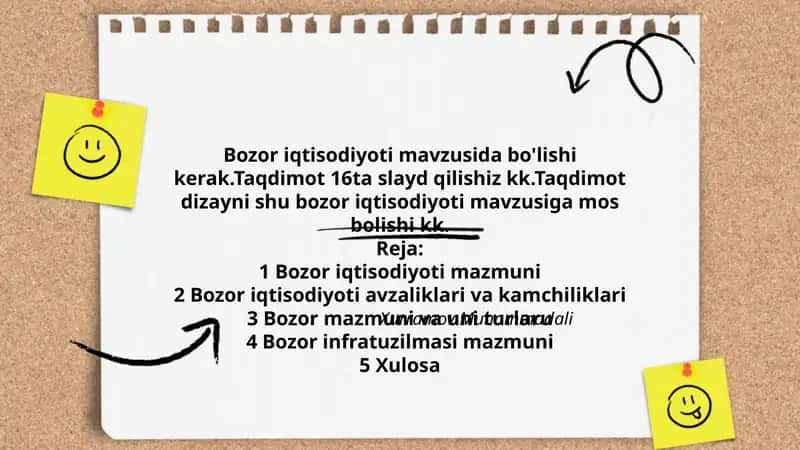 Bozor iqtisodiyoti mavzusida bo'lishi kerak 1