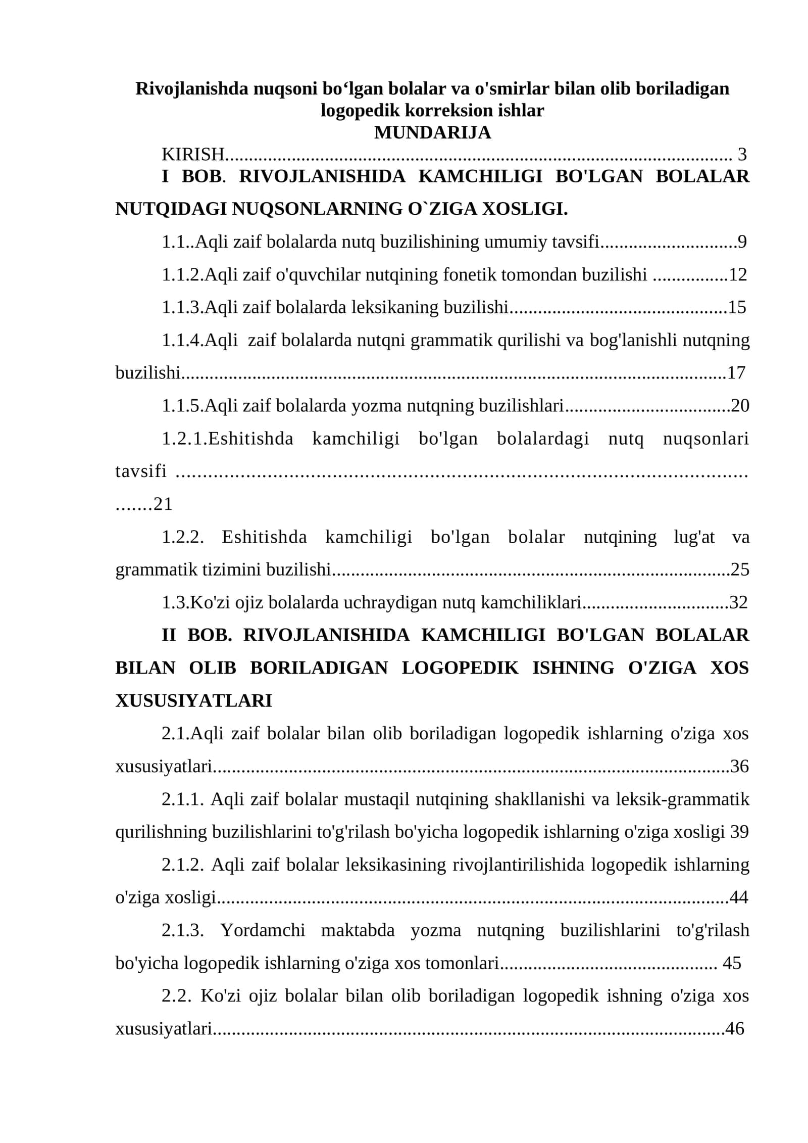 Rivojlanishda nuqsoni boʻlgan bolalar va o'smirlar bilan olib boriladigan logopedik korreksion ishlar 1