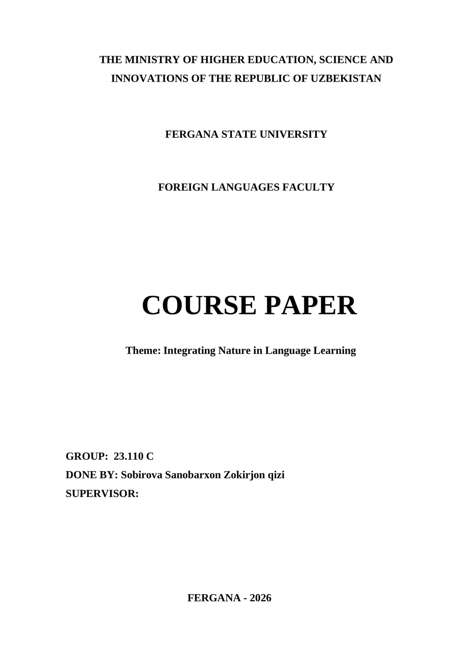 Integrating Nature in Language Learning 1