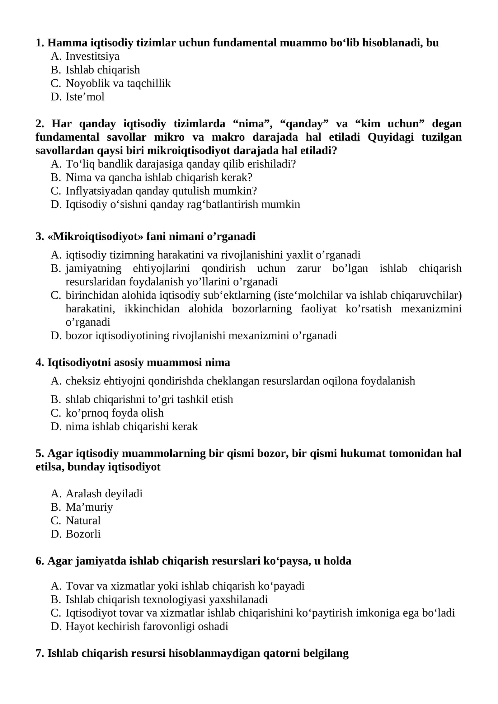 Mikroiqtisodiyot hemisga test 1