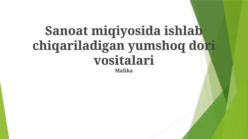 Farmasevtik darajali yumshoq dorilarning ta'rifi 1