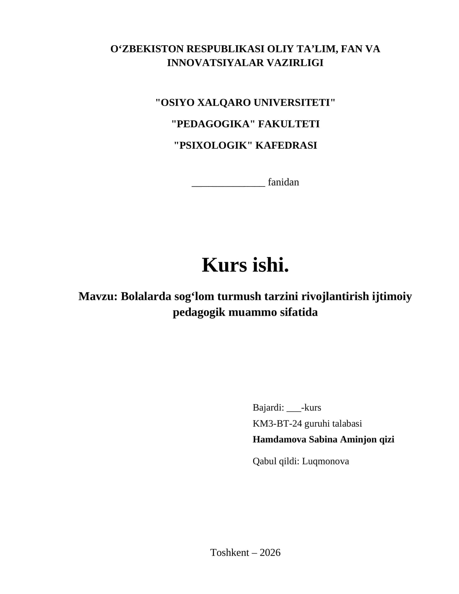 Bolalarda sog‘lom turmush tarzini rivojlantirish ijtimoiy pedagogik muammo sifatida 1