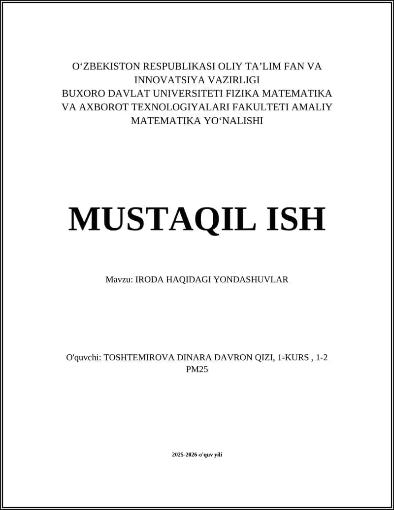 IRODA HAQIDAGI YONDASHUVLAR 1